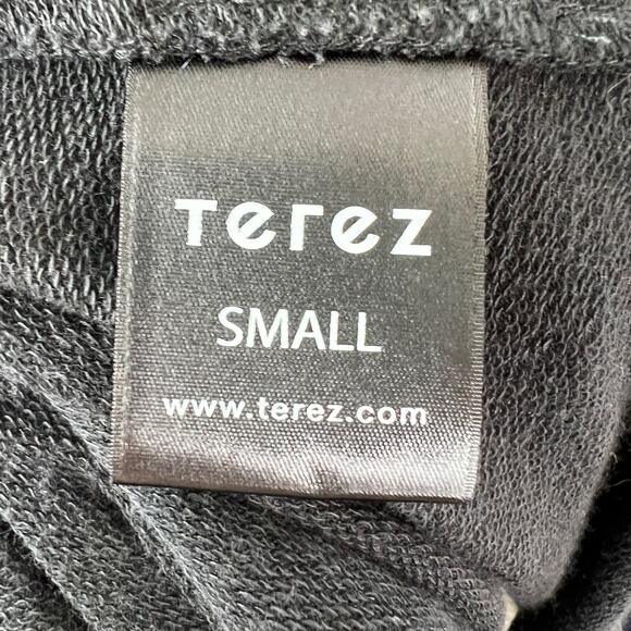 NEW TEREZ Black Foldover Collar 1/2 Zip Sweater Zipper Hem Tunic Jacket USA S - Picture 6 of 7